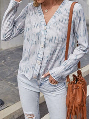 Casual Dipdye V neck Long sleeve Knit Fastener Sweaters