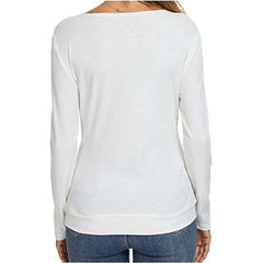 Fashion Pure V neck Long sleeve Fastener T-Shirts