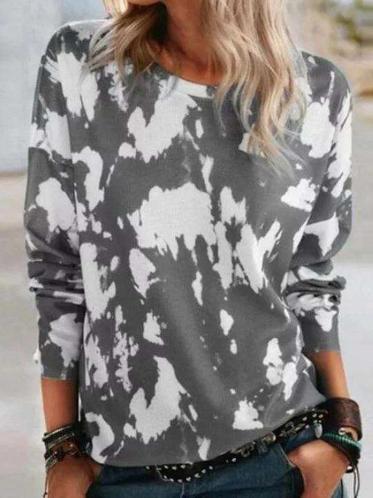 Fashion Casual Print Round neck Long sleeve T-Shirts