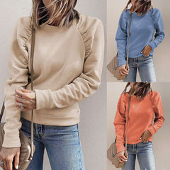 Casual Pure Gored Round neck Long sleeve Sweatshirts