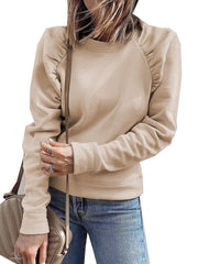 Casual Pure Gored Round neck Long sleeve Sweatshirts