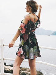 Chiffon Falbala Condole Belted Bohemia Dress