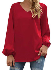 Fashion Pure V neck Long sleeve T-Shirts