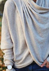 Casual Loose Pure Neckerchief Long sleeve Irregular Sweatshirts