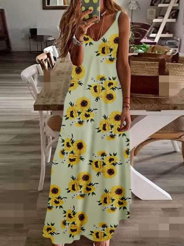 Chic Slim long floral printed halter maxi dresses