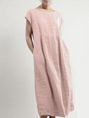 Round Neck Plain Loose Casual Maxi Dresses