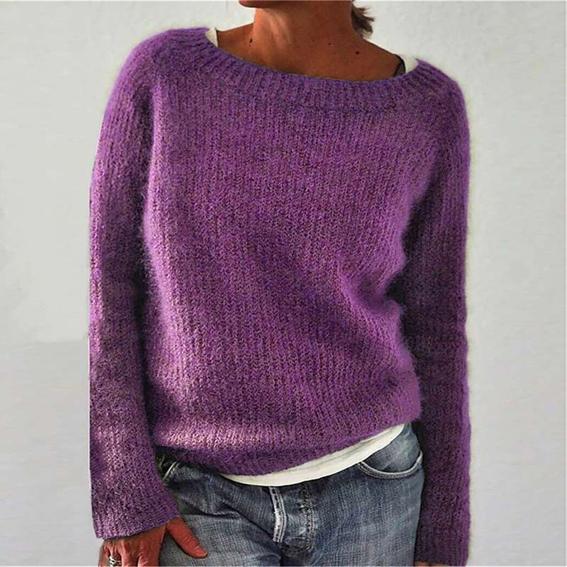 Casual Pure Round neck Long sleeve Knit Sweaters