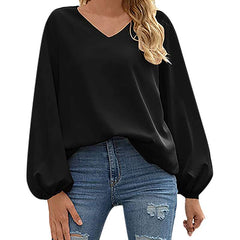 Fashion Pure V neck Long sleeve T-Shirts