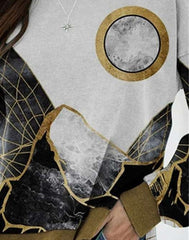 Casual Loose Landscape print Round neck Long sleeve Sweatshirts