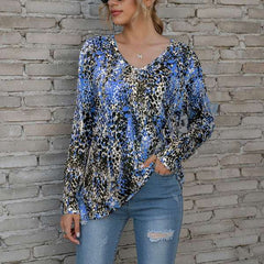 Casual Print V neck Long sleeve T-Shirts