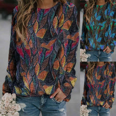 Fashion Retro print Round neck Long sleeve Sweatshirts