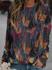 Fashion Retro print Round neck Long sleeve Sweatshirts