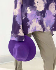 Casual Plangi print Lapel Long sleeve Blouses
