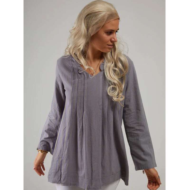 Casual Pure V neck Long sleeve Blouses