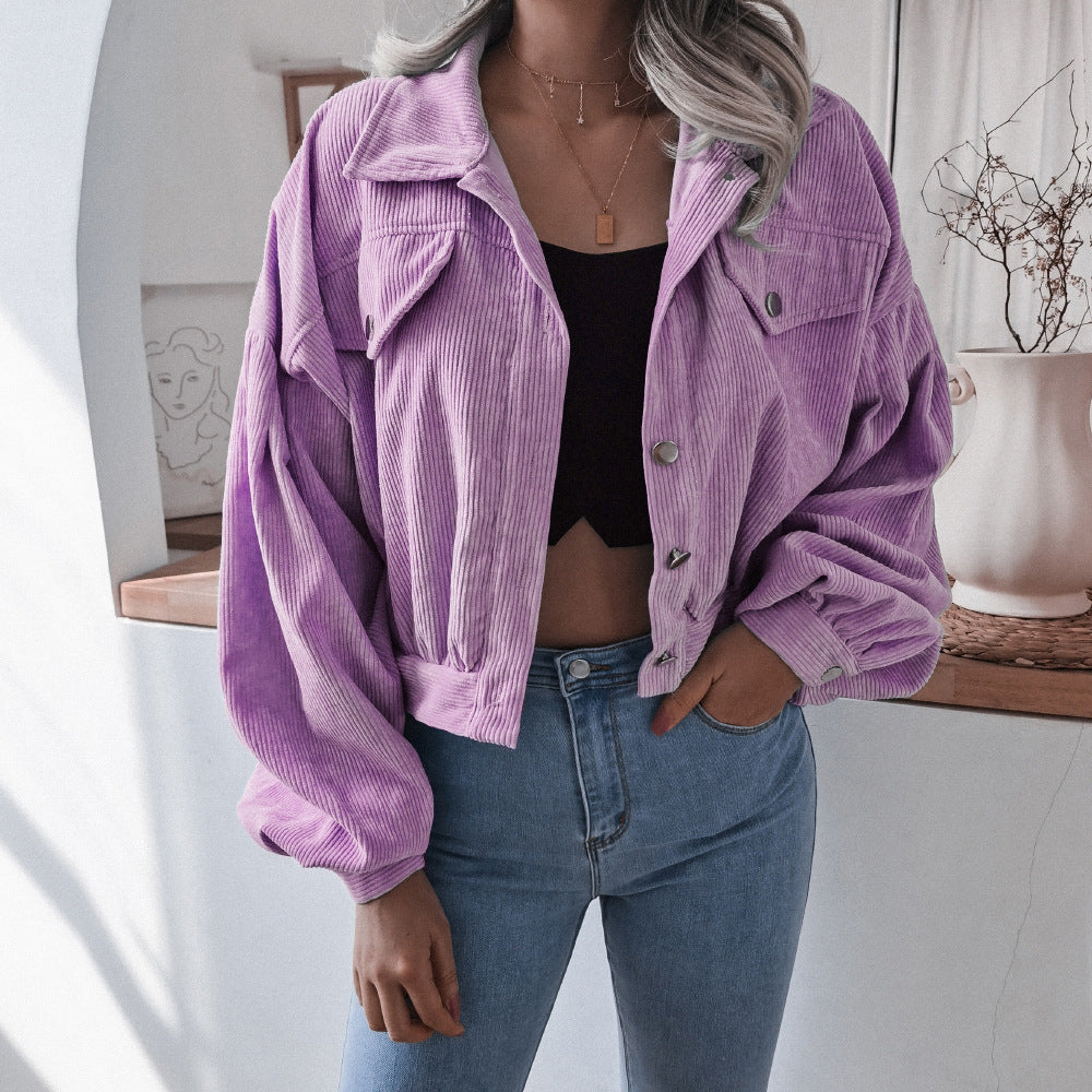 Casual fashion women Turn down neck short jackets