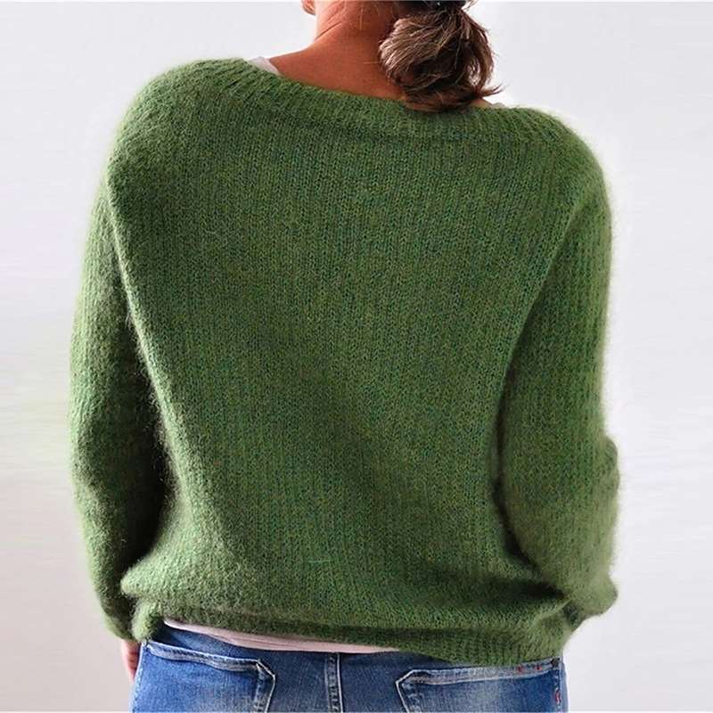 Casual Pure Round neck Long sleeve Knit Sweaters