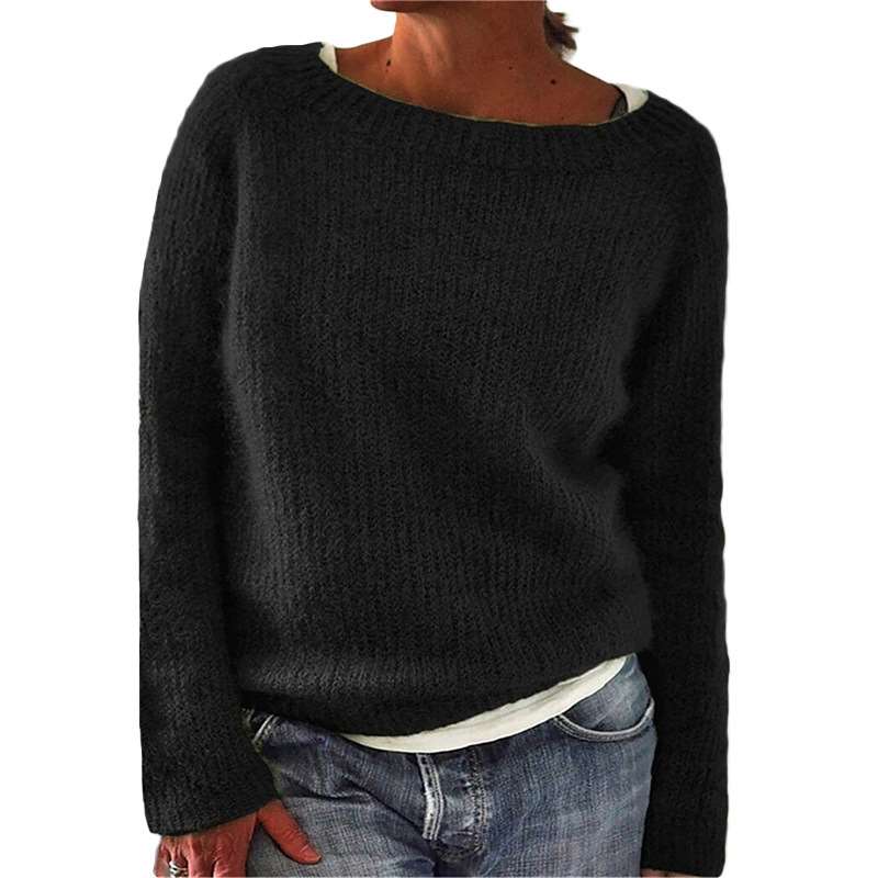 Casual Pure Round neck Long sleeve Knit Sweaters