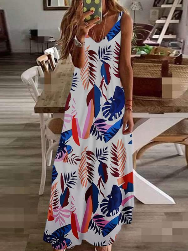 Chic Slim long floral printed halter maxi dresses