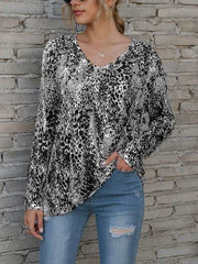 Casual Print V neck Long sleeve T-Shirts