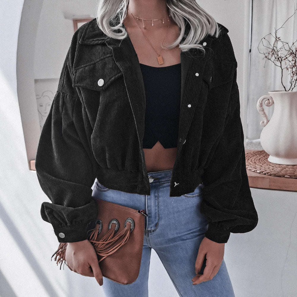 Casual fashion women Turn down neck short jackets