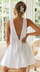 Casual Loose Pure V neck Sleeveless Shift Dresses