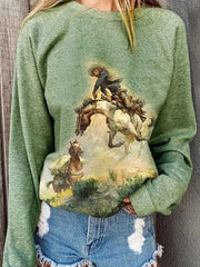 Casual Print Round neck Long sleeve Sweatshirts