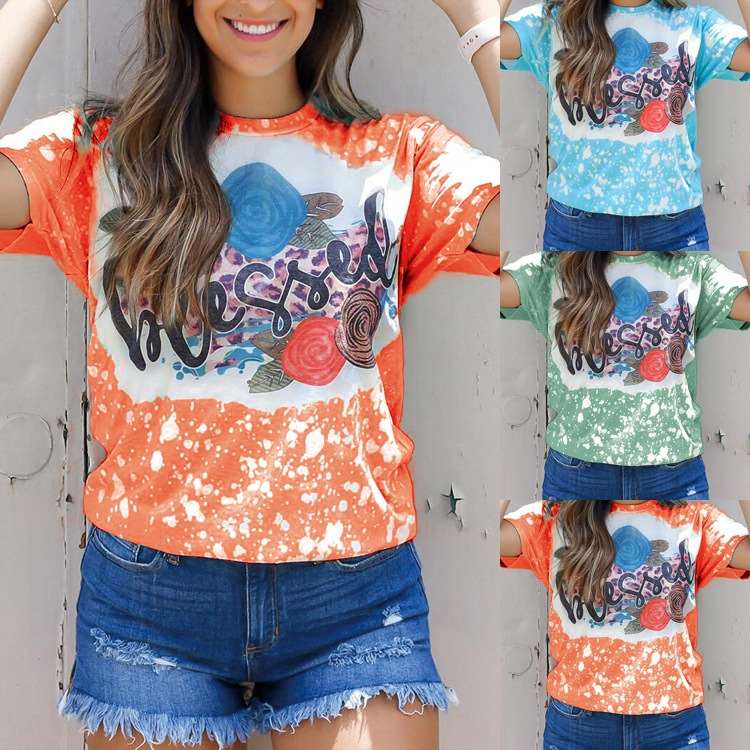 Fashion Casual Print Round neck Short sleeve T-Shirts