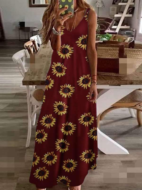 Chic Slim long floral printed halter maxi dresses