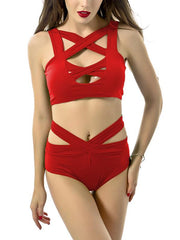 sexy Before the bosom crosses bind belt two-pieces bikini Swimwear