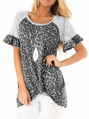 Women leopard printed short sleeve T-shirts