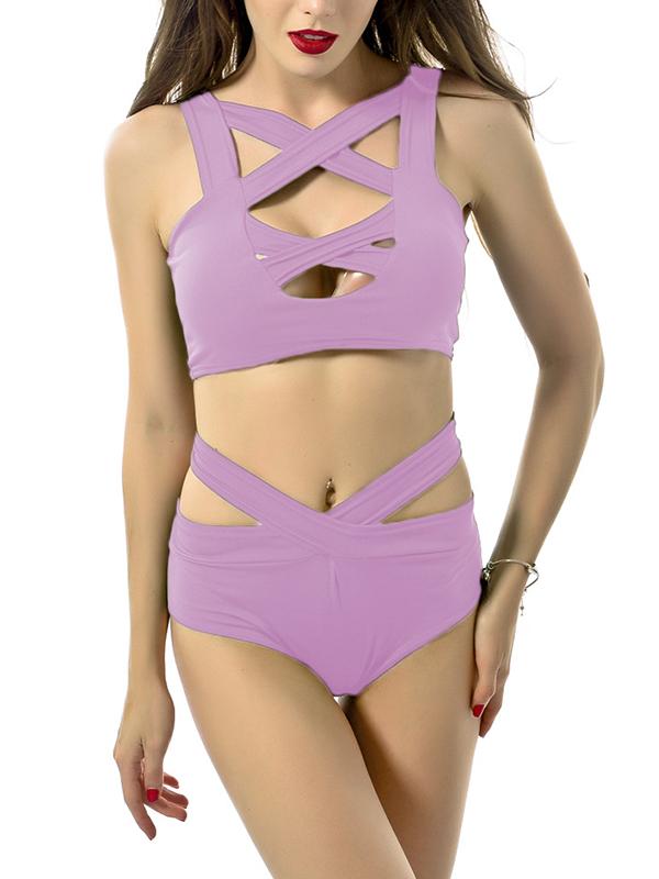 sexy Before the bosom crosses bind belt two-pieces bikini Swimwear