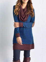 Color Matching Plain Woman Daily Shift Dress