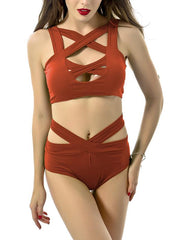 sexy Before the bosom crosses bind belt two-pieces bikini Swimwear