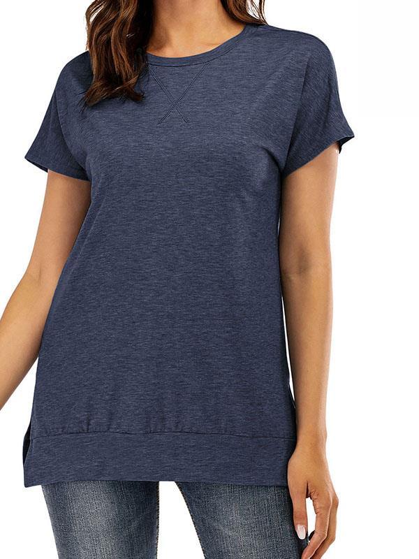 Solid color round neck Short sleeve T-shirts