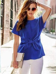 Round neck Bowknot Short sleeve T-Shirts