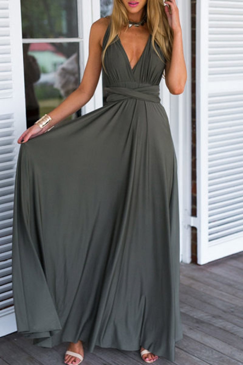 Multi-Way Plain Empire Evening Dress