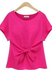 Round neck Bowknot Short sleeve T-Shirts