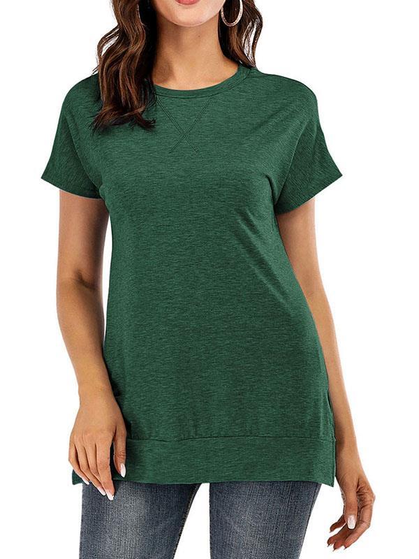 Solid color round neck Short sleeve T-shirts