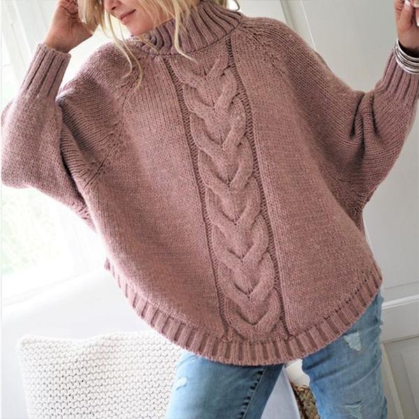 Fashion Little High-Necked Bat Sleeve Sweater