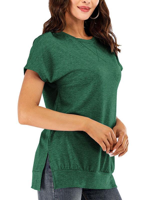 Solid color round neck Short sleeve T-shirts