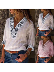 Bohemia Women V neck Long Sleeve Blouses