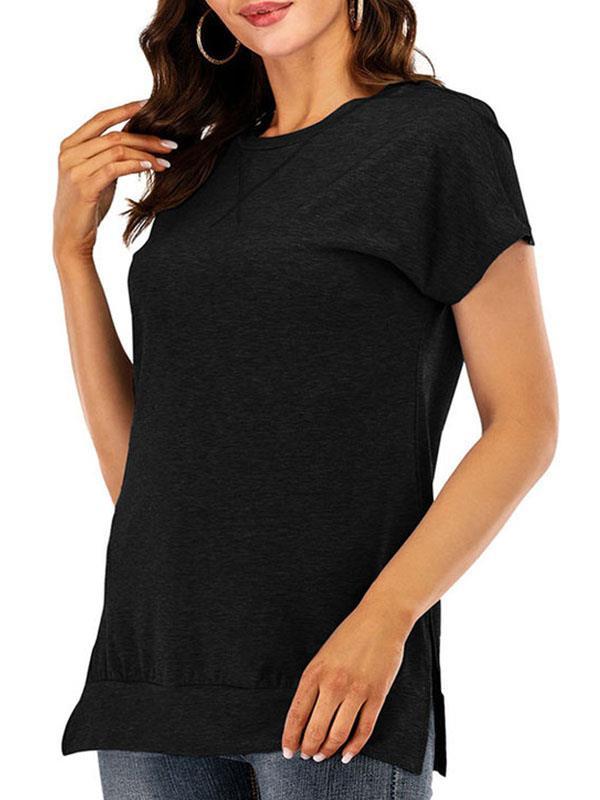 Solid color round neck Short sleeve T-shirts