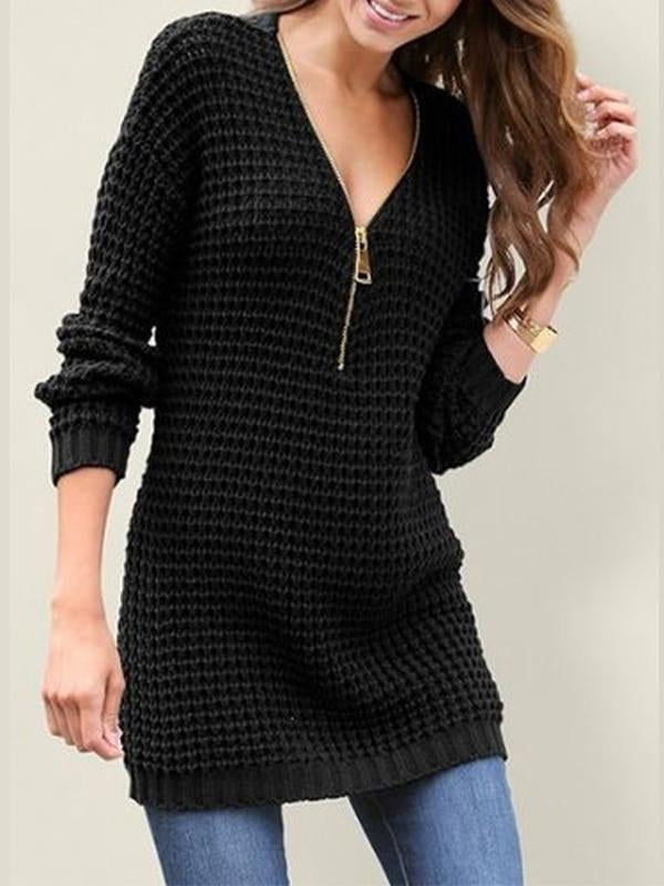 Woman V Neck Sexy Daily Mini Dress Sweater