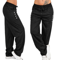Plain Belted Slacks Casual Loose-fitting Straight Long Pants
