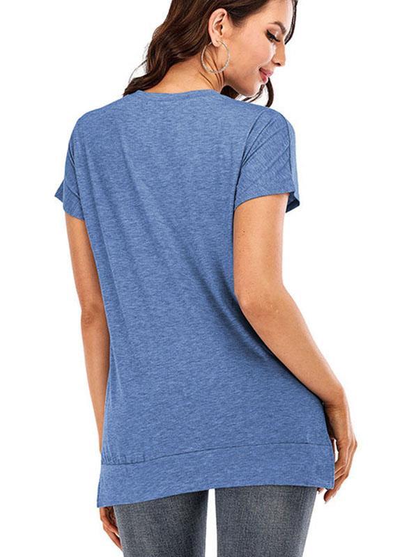 Solid color round neck Short sleeve T-shirts