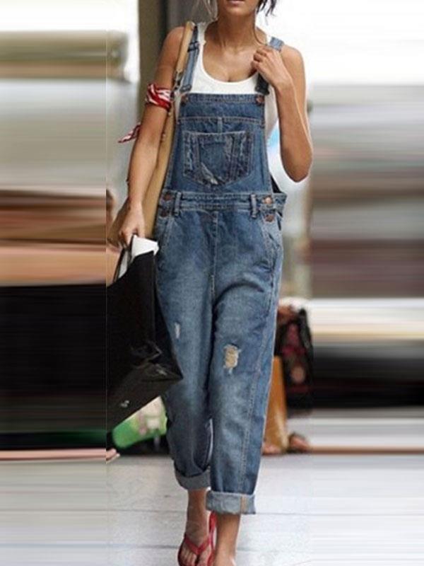 Women casual denim fashion long pants jumpsuits