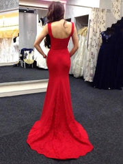 Red Slim Fit Mermaid Floor Evening Dress