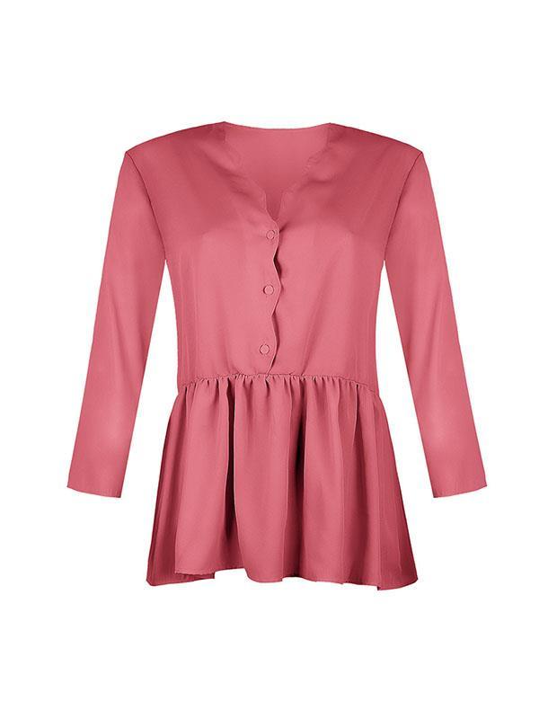 Fashion plain special collar button long sleeve Blouses