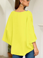 Fashion Pure V neck Gored T-Shirts for Women