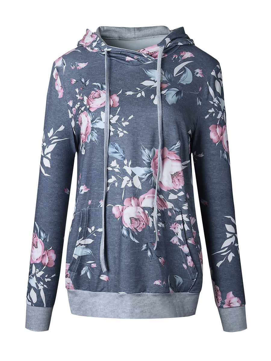 Woman Daily Grey Blossom Baseball Floral Hoodies